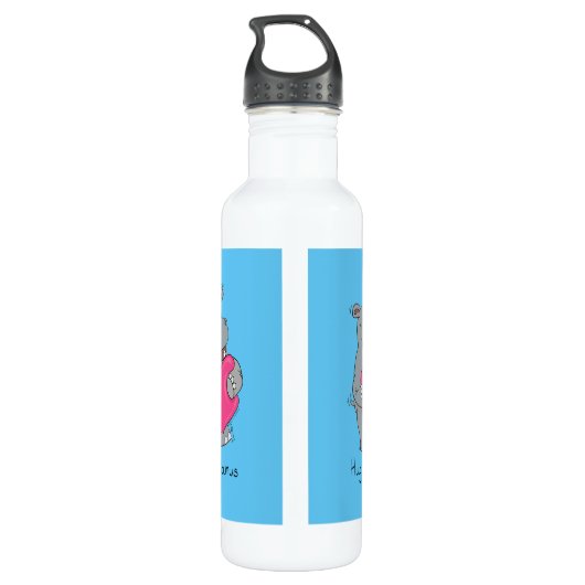 Hippo Cute Kinder Valentijnsdag Waterfles (Achterkant)