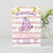 Hippo daisies girl-uitnodiging. kaart (Staand voorkant)