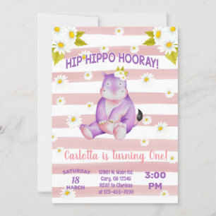 Hippo daisies girl-uitnodiging. kaart