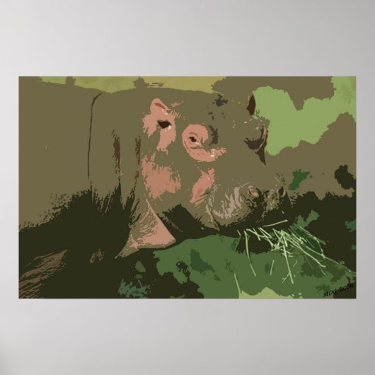Hippo Deco Portrait Poster (Voorkant)