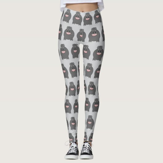 Hippo Design You Choose Background Colour Leggings (Voorkant)