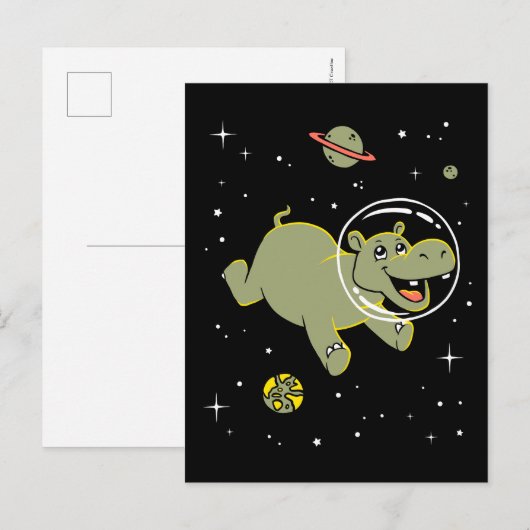 Hippo-dieren in de ruimte briefkaart (Voorkant / Achterkant)