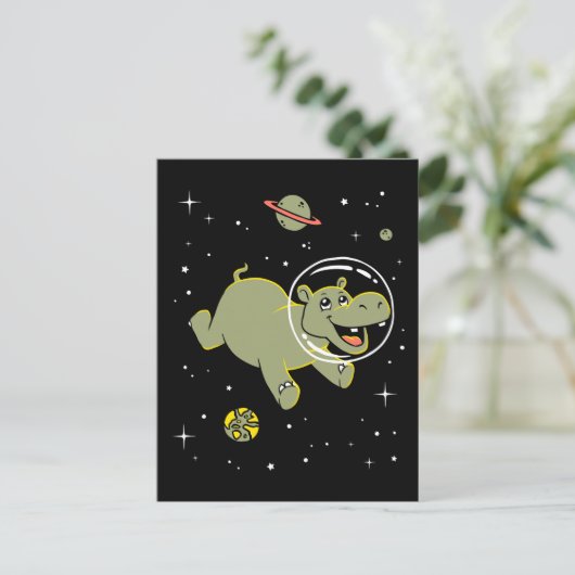 Hippo-dieren in de ruimte briefkaart (Staand voorkant)
