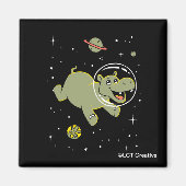 Hippo-dieren in de ruimte magneet (Voorkant)