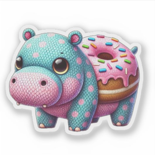 Hippo Donut Sticker (Voorkant)