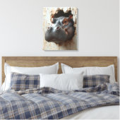 Hippo Doorbraak - 3D Wall Art Canvas Afdruk (Insitu (Slaapkamer))