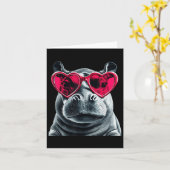 Hippo Dragen Gles Hart Valentijnsdag Hippopotam Kaart (Gele Bloem)