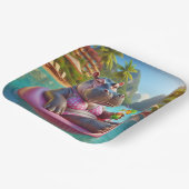 Hippo drijvend in een zwembad met cocktail Drink Papieren Bordje (Gebogen)