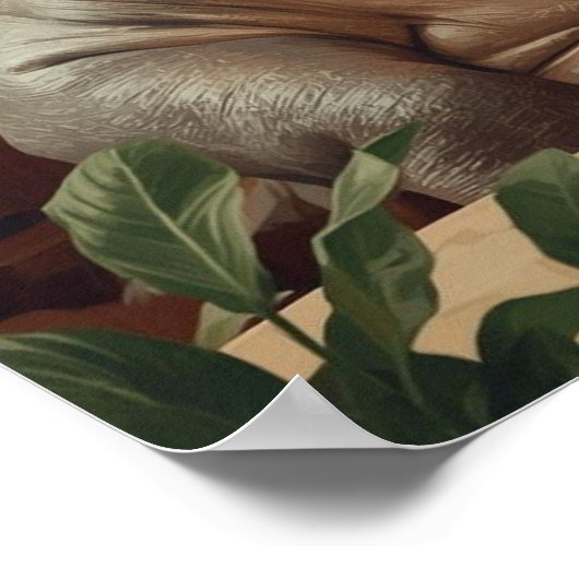 Hippo drinks coffee. Surreal style Poster (Hoek)