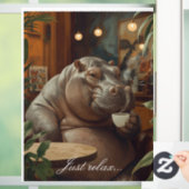 Hippo drinks coffee. Surreal style Raamsticker (Huis)