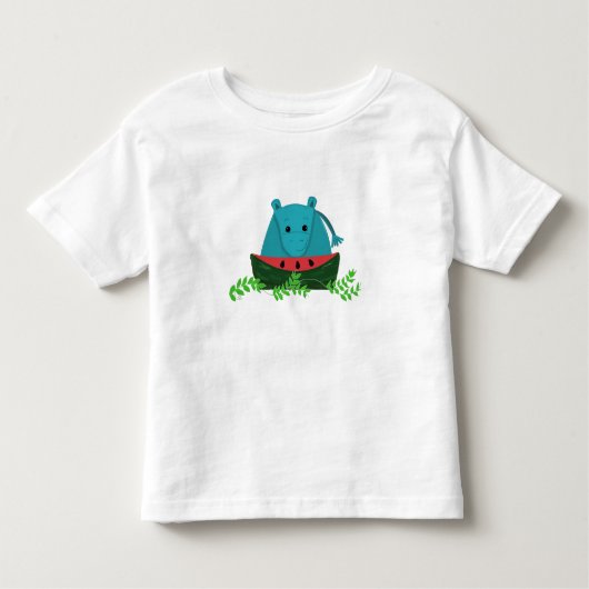 Hippo Eating Watermelon Kinder Shirts (Voorkant)