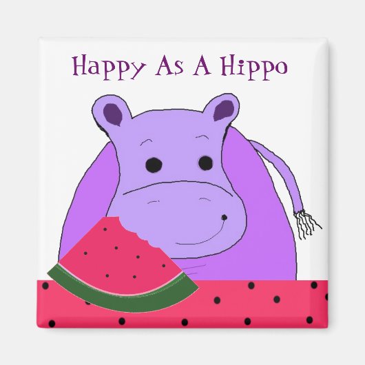 Hippo Eating Watermelon Magneet (Voorkant)