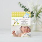 Hippo en Birdie Baby Boy Geboorteaankondiging Aankondigingskaart (Staand voorkant)