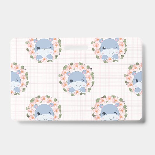 Hippo en bloem Tattoo Badge (Voorzijde)