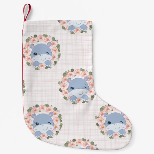 Hippo en bloem Tattoo Kleine Kerstsok (Voorkant)