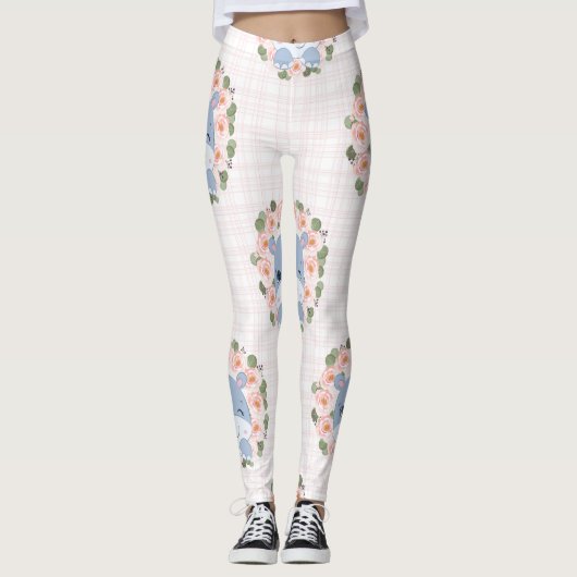Hippo en bloem Tattoo Leggings (Voorkant)