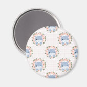 Hippo en bloem Tattoo Magneet (Voorkant / Achterkant)
