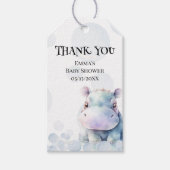 Hippo en bubbels Baby shower gunst Cadeaulabel (Voorkant)