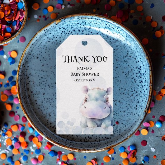 Hippo en bubbels Baby shower gunst Cadeaulabel