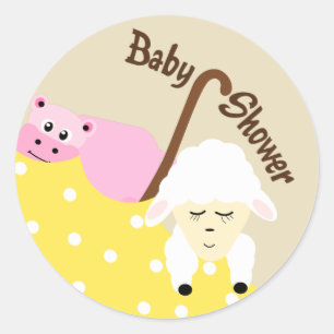 Hippo- en lamsvlees-Baby shower Sticker