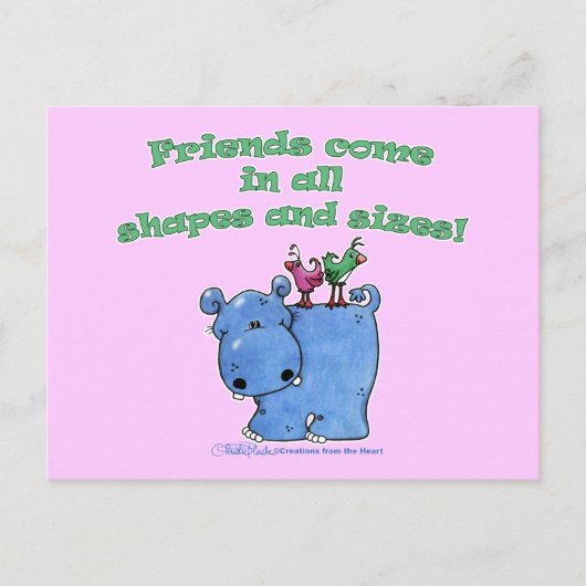 Hippo en Vogelvrienden Briefkaart (Voorkant)
