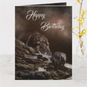 Hippo Enchanted Evening, Big Birthday Kaart (Gele Bloem)