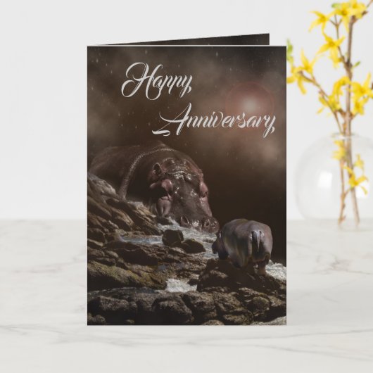 Hippo Enchanted Evening, Jubileum Kaart (Gele Bloem)