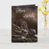 Hippo Enchanted Evening, verjaardag Kaart (Gele Bloem)