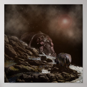 Hippo Enchanting Evening Poster