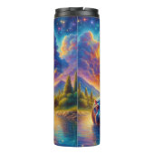 Hippo-familie: kosmische maanverlichte waterreis thermosbeker (Achterkant)