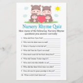 Hippo familie Nursery Rhyme Quiz baby shower game (Voorkant)