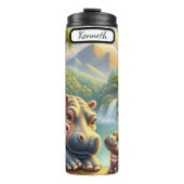 Hippo Familie: Waterval Oerwoud Serenity Thermosbeker (Voorkant)