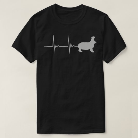 Hippo Favoriete dierentuin dierlijk hartslag EKG P T-shirt (Design voorkant)