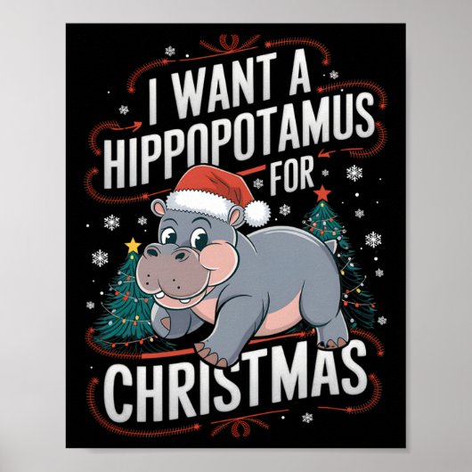 Hippo Feestdagen een kerstwens Poster (Voorkant)