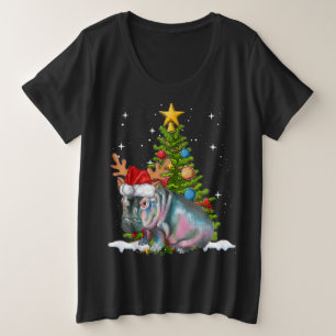 Hippo Fiona kerstboom Hippopotamus Grote Maat T-shirt