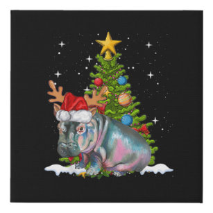 Hippo Fiona kerstboom Hippopotamus Imitatie Canvas Print