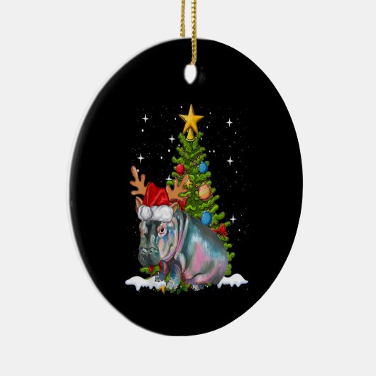 Hippo Fiona kerstboom Hippopotamus Keramisch Ornament (Rechts)
