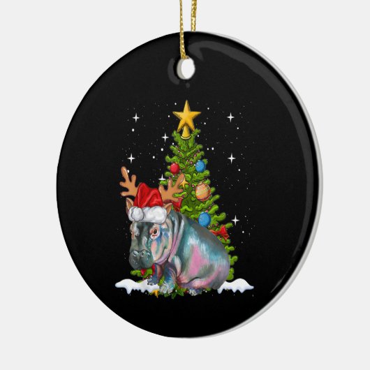 Hippo Fiona kerstboom Hippopotamus Keramisch Ornament (Links)