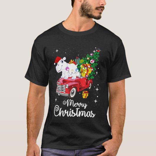 Hippo Fiona Ride Red Truck Kerstmis Pajama T-Shir T-shirt (Voorkant)