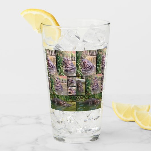 Hippo fotocollage, Drink glas (Voorkant ijs)