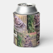 Hippo fotocollage, Stubby houder Blikjeskoeler (Blikje Achterkant)