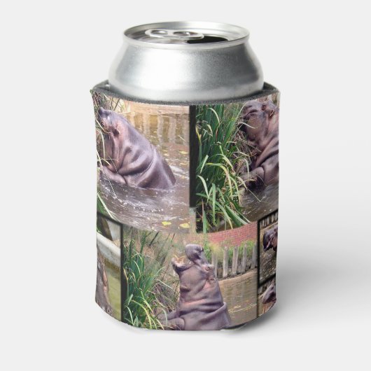 Hippo fotocollage, Stubby houder Blikjeskoeler (Blikje Achterkant)