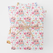 Hippo Giraffe Pig Love Wrapping Paper Set of 3 (In situ)