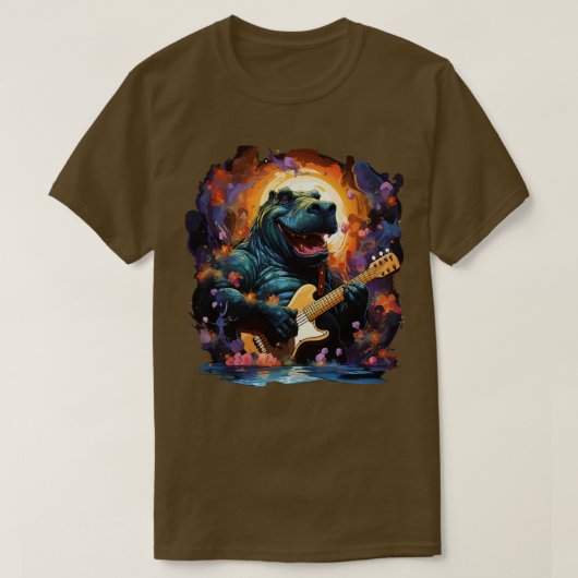 Hippo Gitaar spelen T-shirt (Design voorkant)
