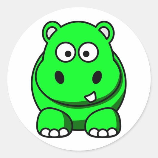 Hippo Green Ronde Sticker (Voorkant)