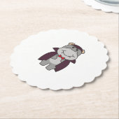 Hippo Halloween Cute Devil Vampire Costume Kartonnen Onderzetters (Gekanteld)