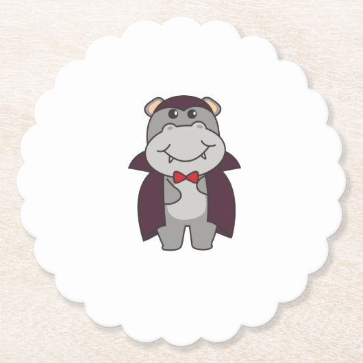 Hippo Halloween Cute Devil Vampire Costume Kartonnen Onderzetters (Voorkant)