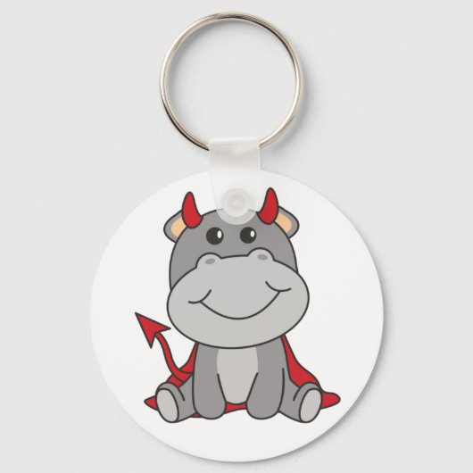 Hippo Halloween Cute Devil Witch Costume Sleutelha Sleutelhanger (Voorkant)