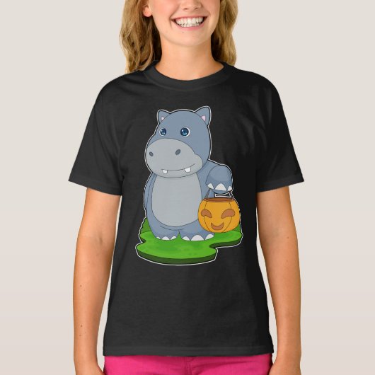 Hippo Halloween Pumpkin T-shirt (Voorkant)