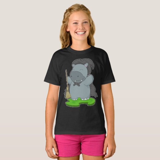 Hippo Halloween Witch T-shirt (Voorkant volledig)